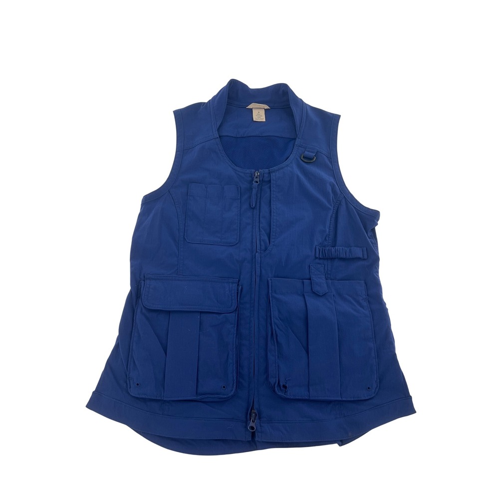 Duluth Trading Co Womens Heirloom Gardening Vest Blue Utility Cargo Pocket Small